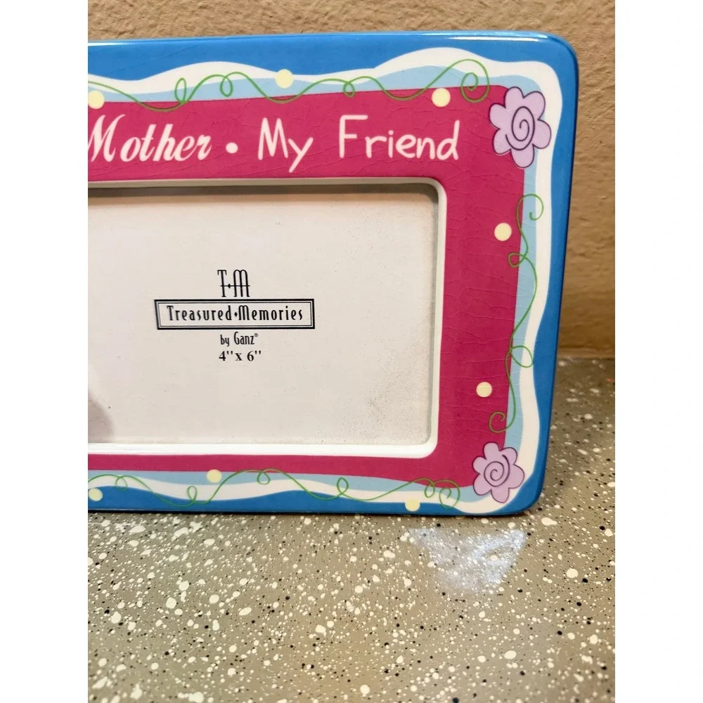 Ganz Treasured Memories My Mother My Friend Ceramic 4x6 Picture Frame Pink Blue